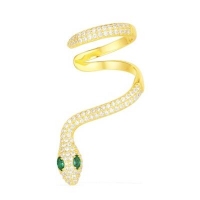 APM Monaco 白色&绿色宝石单声道蛇形耳护腕-黄色银色
