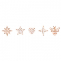 APM Monaco 星星和大黄蜂耳钉套装-粉红银