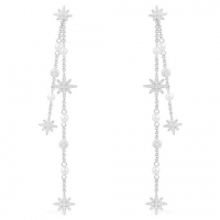 APM Monaco 垂坠珍珠流星链式耳环-银白色