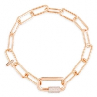 APM Monaco 链条手链饰滑动圆环 - 粉金色银