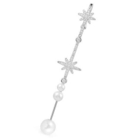 APM Monaco 珍珠流星滑杆耳环-银白色（单只）