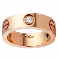 Cartier卡地亚LOVE系列戒指 玫瑰金钻石 结婚对戒 单枚