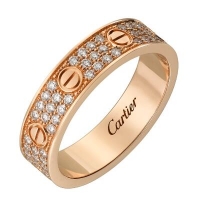 Cartier卡地亚LOVE系列戒指 玫瑰金镶钻 结婚对戒 单枚