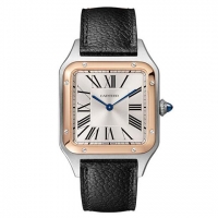 Cartier卡地亚Santos-Dumont系列腕表 玫瑰金皮表带手表 大号表款
