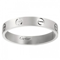 Cartier卡地亚LOVE系列戒指 白金窄版对戒 单枚