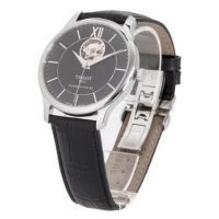 Tissot天梭俊雅系列皮带黑盘80机芯机械男士腕表